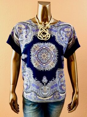 *NWT CLOSING-SALE CHICO'S $69 BLUE BOXY LOOSE TOP SIZE 1 ( M )